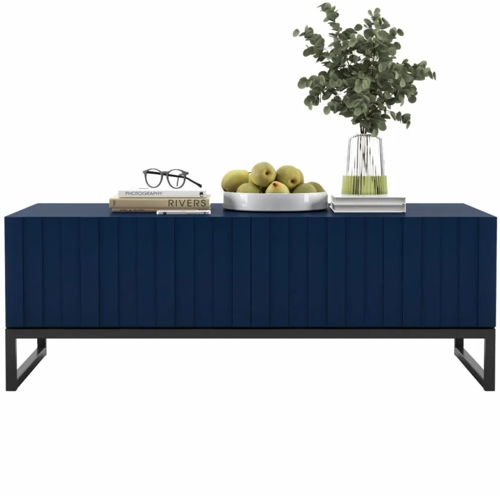 Stolik kawowy TAL 3D 110x54cm granatowy mat do salonu I sklep meblowy MIRAT. styl LOFT, RYFLOWANY kolekcja TAL