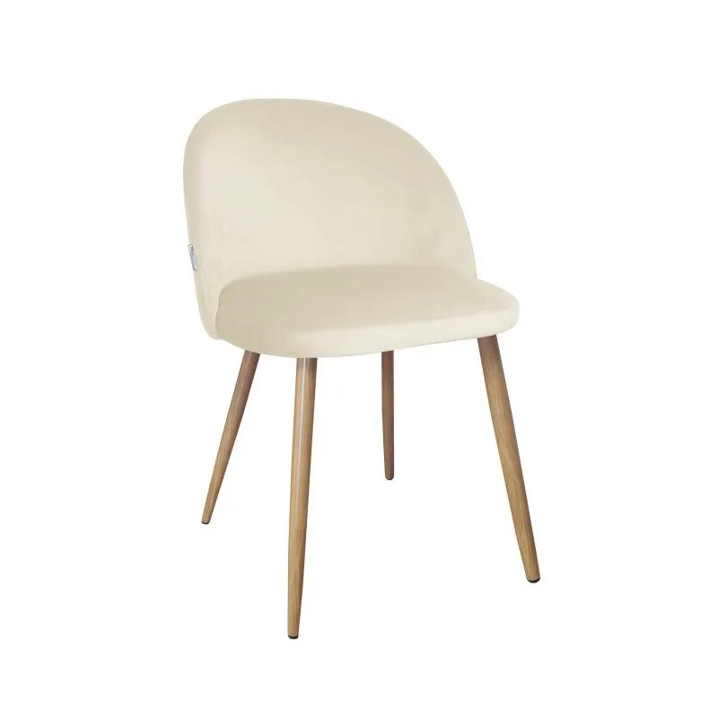 Zestaw krzeseł CLAUDINE 2 VELVET 2 szt ecru/dąb nowoczesne tapicerowane | MIRAT.