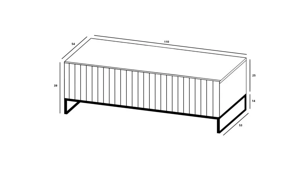 Stolik kawowy TAL 3D 110x54cm granatowy mat do salonu I sklep meblowy MIRAT. styl LOFT, RYFLOWANY kolekcja TAL