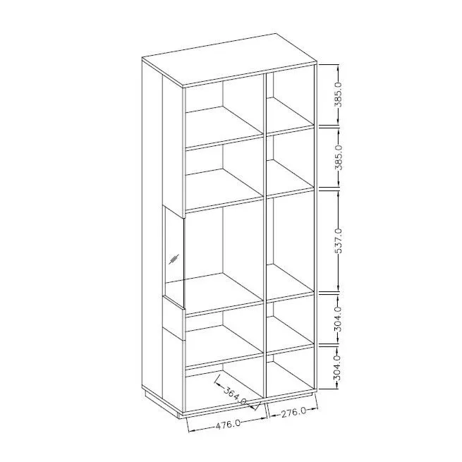 Dwudrzwiowa witryna wysoka SILKE 2D 80cm biały połysk/dąb wotan lewa I sklep meblowy MIRAT. styl SKANDYNAWSKI kolekcja SILKE
