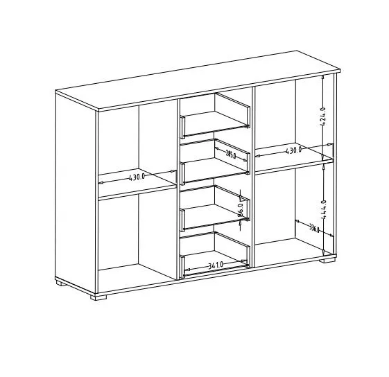 Komoda BETA 2D4S 132cm dąb monastery/czarna z drzwiczkami I sklep meblowy MIRAT. styl LOFT