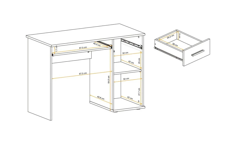 Biurko DINO dąb sonoma/biały do pokoju nastolatka | MIRAT. kolekcja DINO