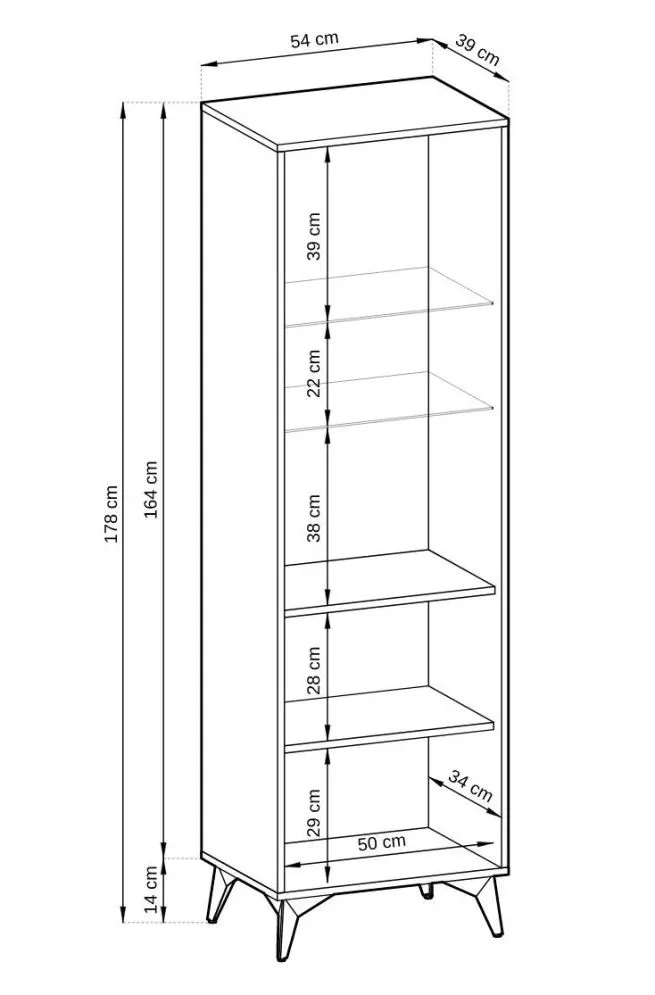 Witryna wysoka GALAXY 54 cm czarna/dąb evoke I sklep meblowy MIRAT. styl LOFT kolekcja GALAXY PIASKI