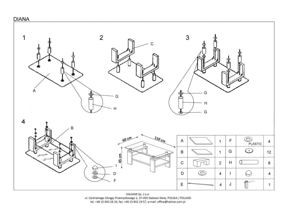 Ława DIANA H szklana transparentna nogi dąb sonoma | MIRAT. w stylu  kolekcja DIANA