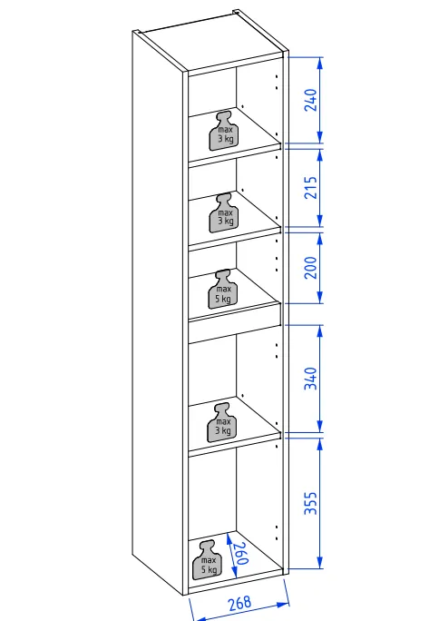 Szafka łazienkowa wysoka ARCO 30 cm biała połysk słupek | MIRAT  kolekcja ARCO