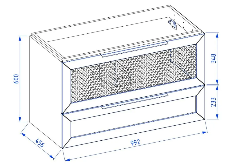 Wisząca szafka pod umywalkę CHIC 100 cm czarna półmat ze złotymi dodatkami | MIRAT
