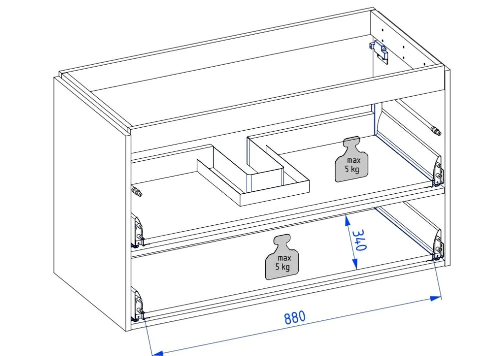 Szafka łazienkowa wisząca CHIC 35 cm biała półmat ze złotymi dodatkami | MIRAT