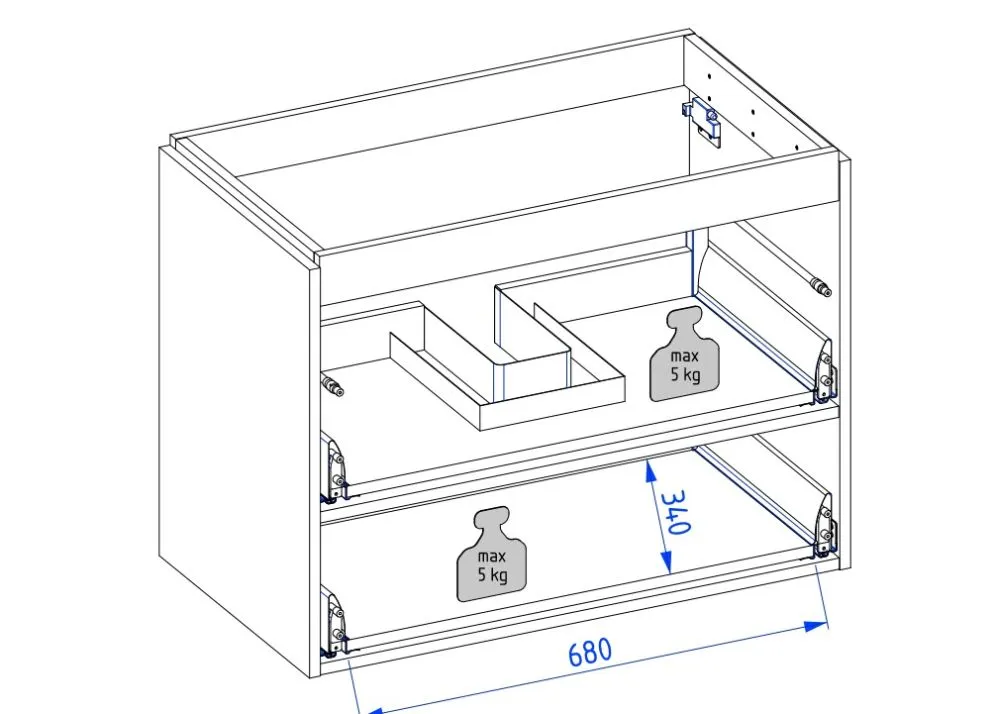 Wisząca szafka pod umywalkę CHIC 100 cm biała półmat ze złotymi dodatkami | MIRAT