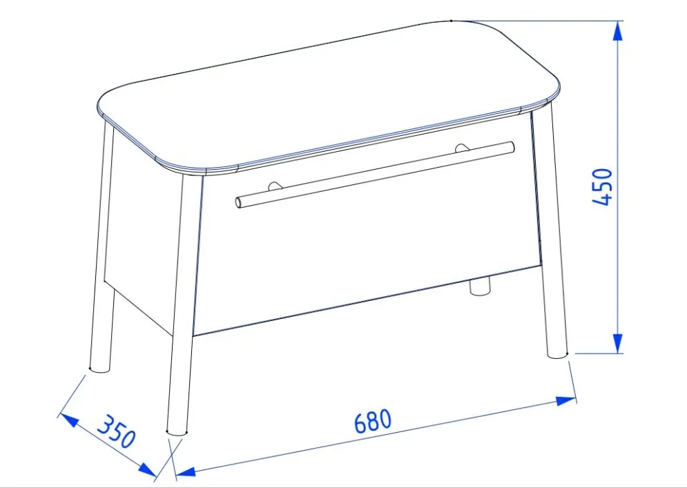 Siedzisko łazienkowe ze schowkiem DUKLA 68 cm szare półmat | MIRAT  kolekcja DUKLA