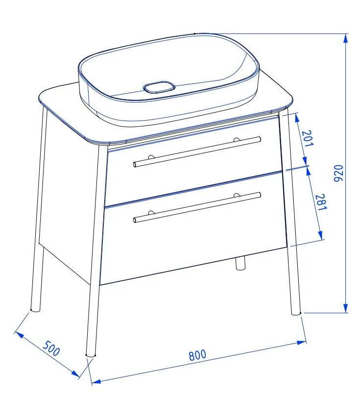 Szafka pod umywalkę nablatową DUKLA 80 cm terakota półmat w stylu vintage | MIRAT kolekcja DUKLA