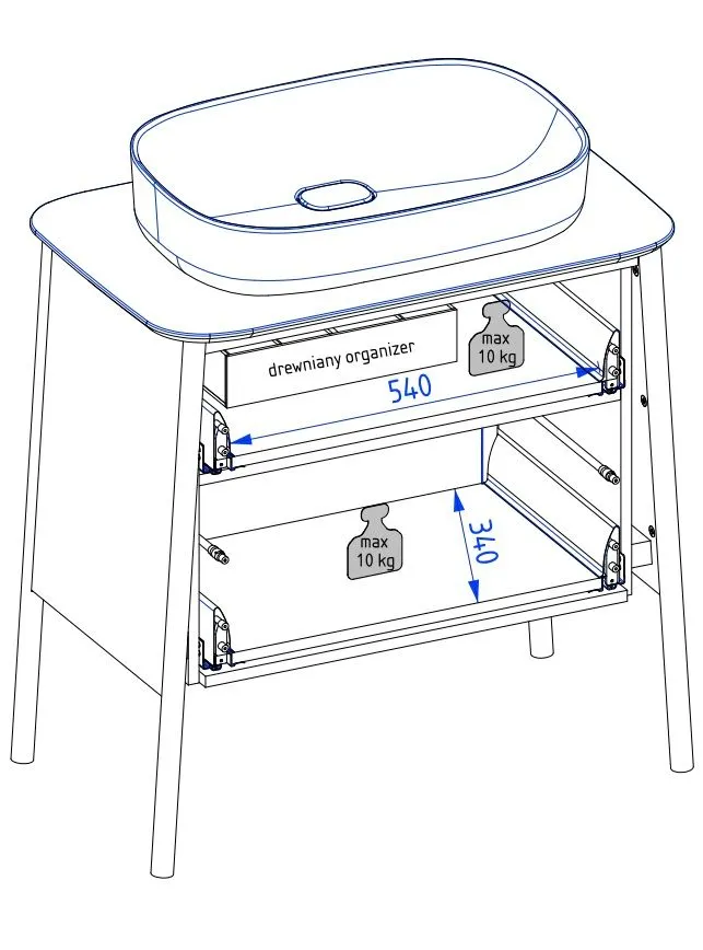 Szafka pod umywalkę nablatową DUKLA 80 cm terakota półmat w stylu vintage | MIRAT kolekcja DUKLA