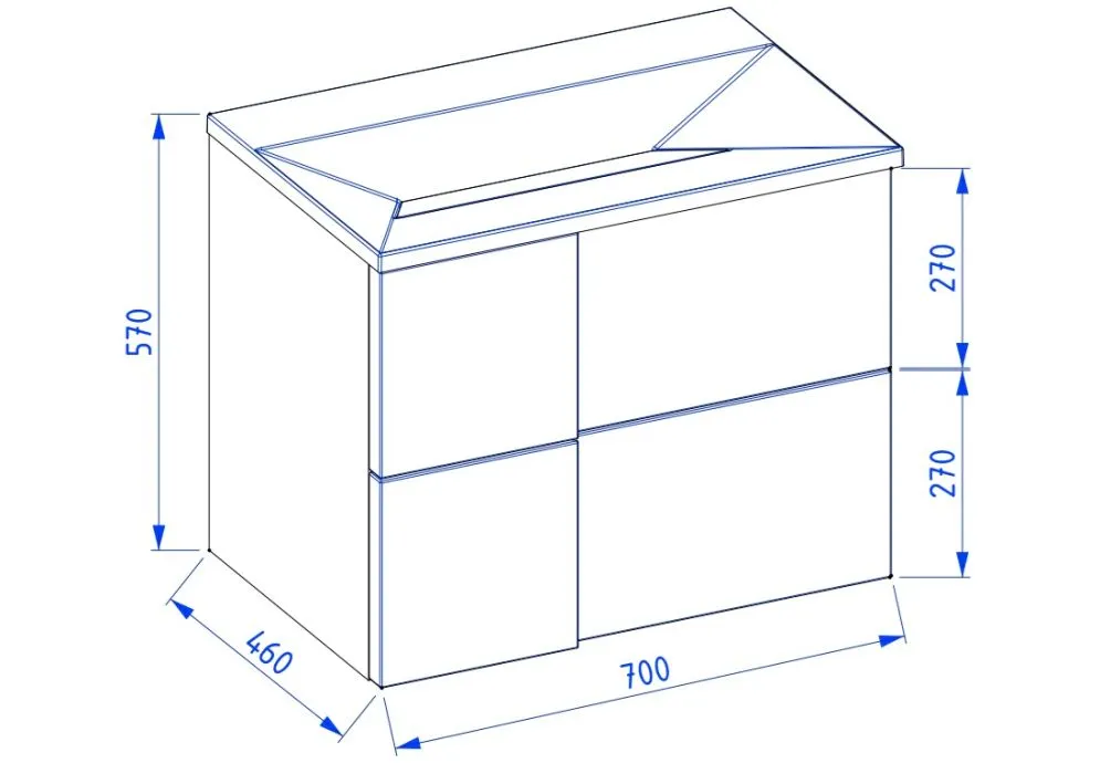 Szafka łazienkowa pod umywalkę EDGE 70 cm biało-szara półmat z organizerem | MIRAT