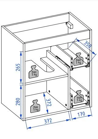 Szafka pod umywalkę L-WOOD 59 cm antracyt mat z szufladą cargo | MIRAT  kolekcja L-WOOD