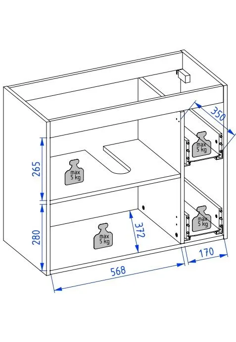 Szafka pod umywalkę L-WOOD 79 cm antracyt mat z szufladą cargo | MIRAT  kolekcja L-WOOD