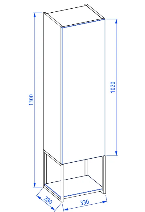 Szafka łazienkowa wysoka LOV 33 cm szaro-zielona półmat słupek| MIRAT  kolekcja LOV