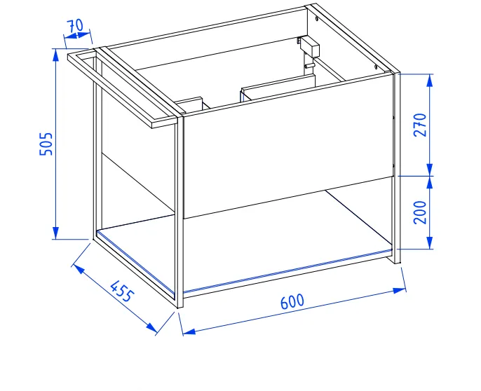 Szafka pod umywalkę LOV 60 cm biała połysk w czarnej ramie z półką | MIRAT  kolekcja LOV