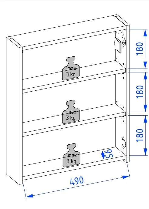 Szafka lustrzana NEO 52 cm czarna mat z oświetleniem LED na dotyk| MIRAT  kolekcja NEO