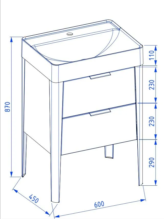 Stojąca szafka pod umywalkę meblową VIBE 60 cm biało-szara półmat z cichym domykiem | MIRAT  kolekcja VIBE
