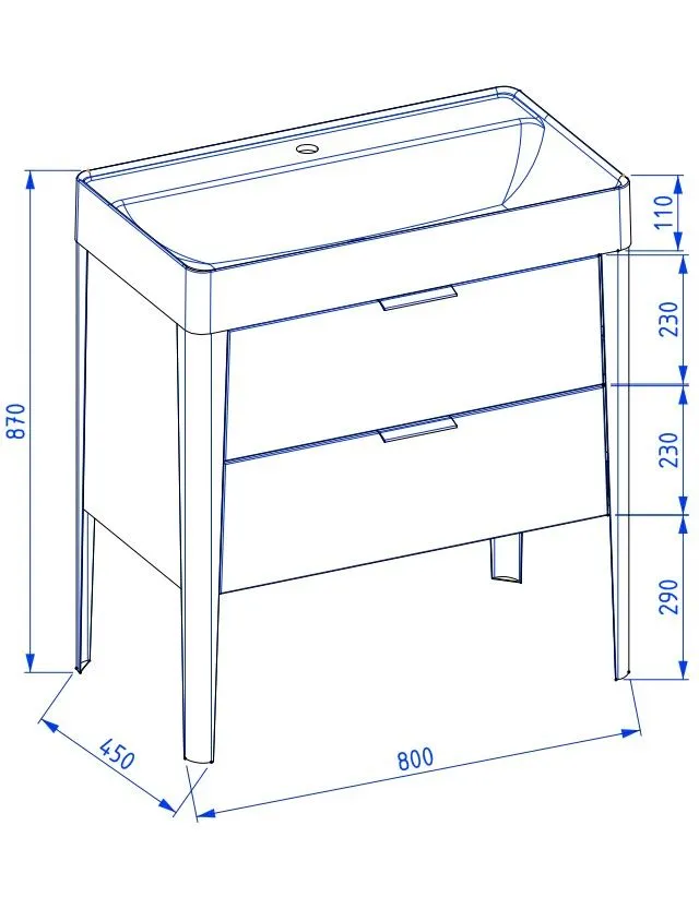 Szafka pod umywalkę meblową VIBE 80 cm czarna mat na metalowych nogach| MIRAT  kolekcja VIBE