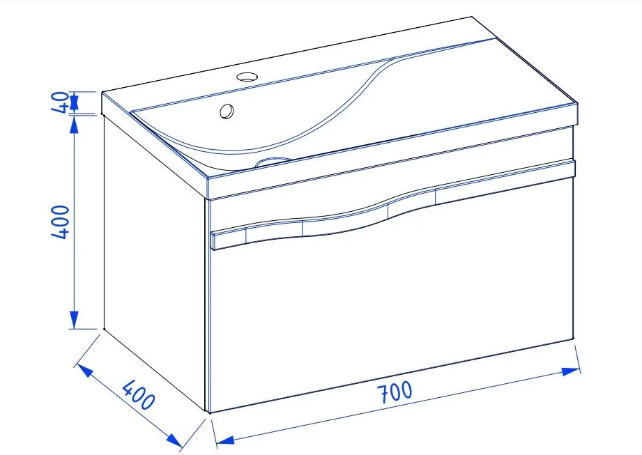 Szafka pod umywalkę VOG 69 cm biała połysk z szufladą | MIRAT