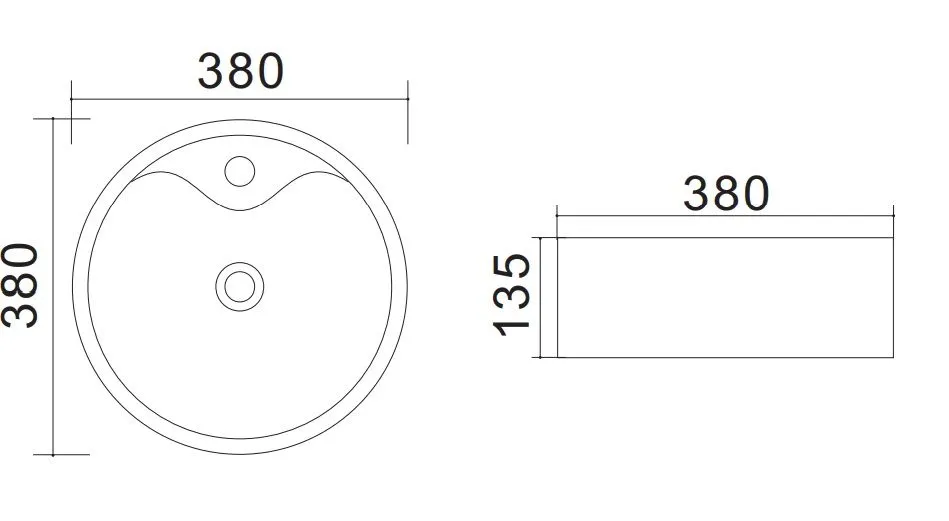 Okrągła umywalka ceramiczna nablatowa VESPA 38 cm biała z otworem na baterię | MIRAT