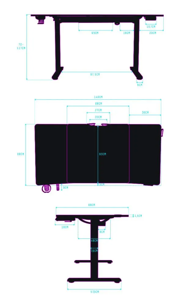 Biurko gamingowe LEVEL V2 zielone dla graczy | MIRAT.