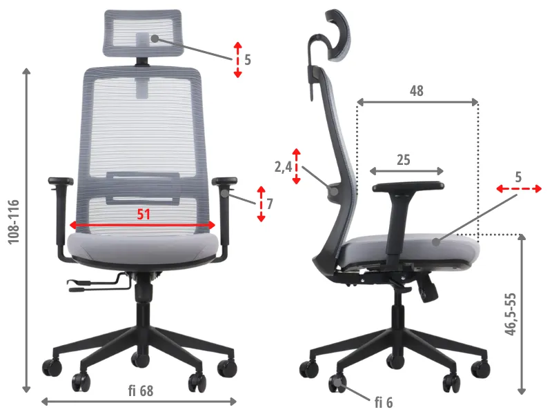 Fotel biurowy WISTER szary I sklep meblowy MIRAT.