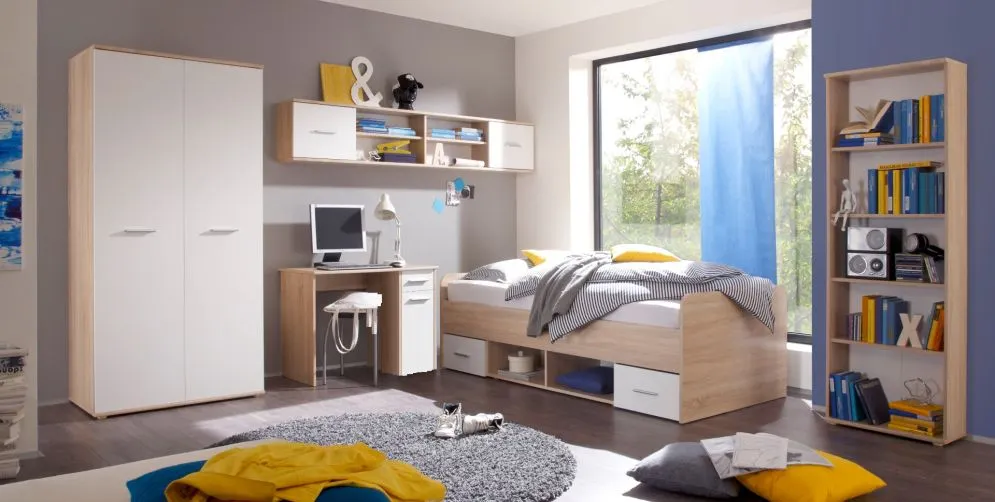 Regał DINO dąb/biały do pokoju dziecka lub nastolatka | MIRAT.  kolekcja DINO