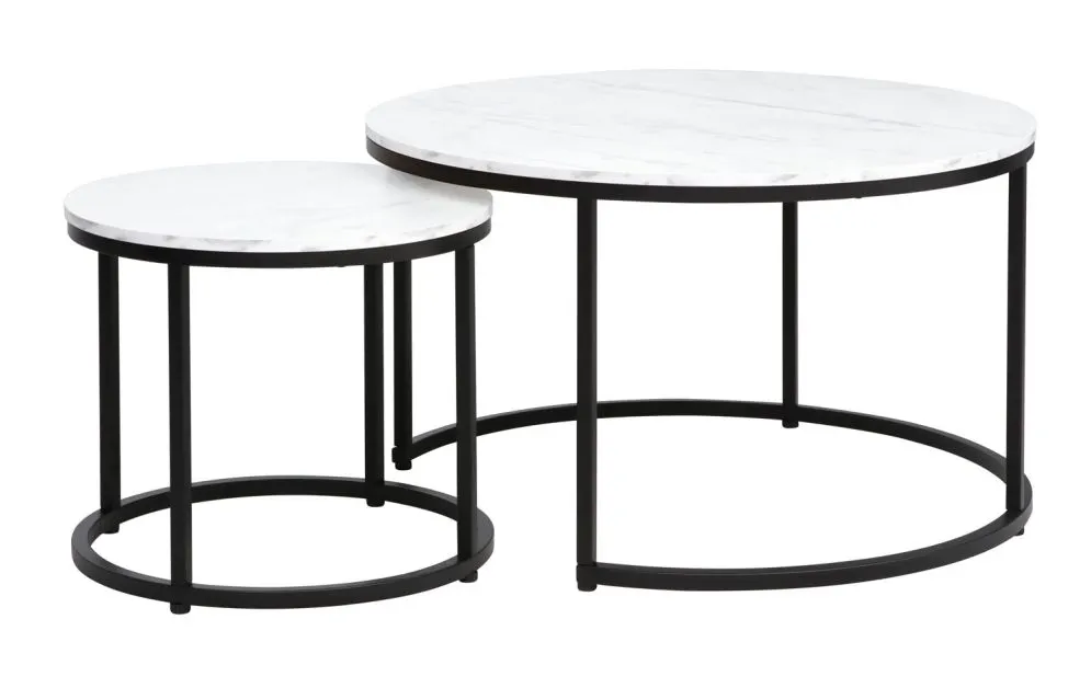 Zestaw 2 ław DION biały/czarny okrągłe I sklep meblowy MIRAT. styl GLAMOUR, LOFT