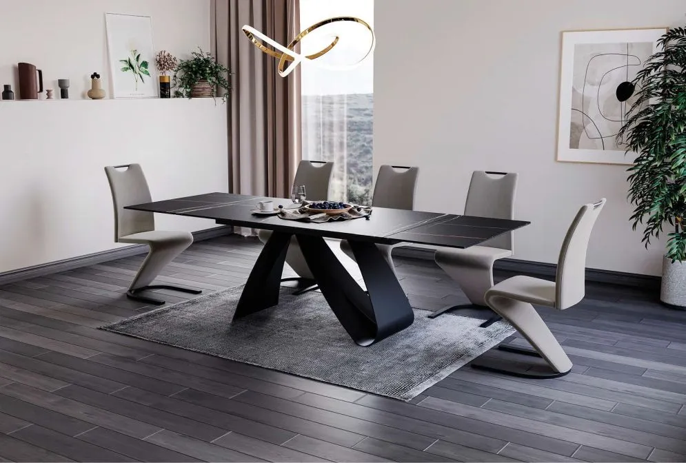 Stół DIUNA CERAMIC 160(240)x90 czarny I sklep meblowy MIRAT. styl LOFT