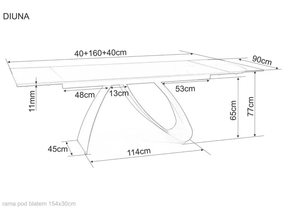 Stół rozkładany DIUNA 160(240)x90 czarny mat designerski I sklep meblowy MIRAT.