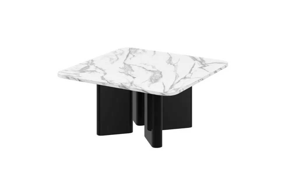Stolik kawowy DIVERSO 80x80 biały marmur połysk/czarny połysk I sklep meblowy MIRAT. styl GLAMOUR kolekcja DIVERSO