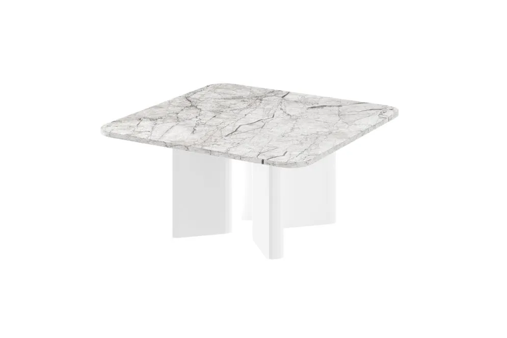 Stolik kawowy DIVERSO 80x80 jasny marmur połysk/biały połysk I sklep meblowy MIRAT. styl GLAMOUR kolekcja DIVERSO