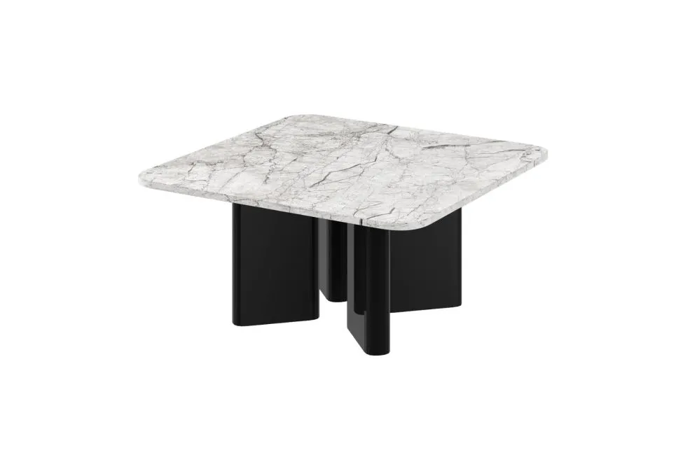 Stolik kawowy DIVERSO 80x80 jasny marmur połysk/czarny połysk I sklep meblowy MIRAT. styl GLAMOUR kolekcja DIVERSO