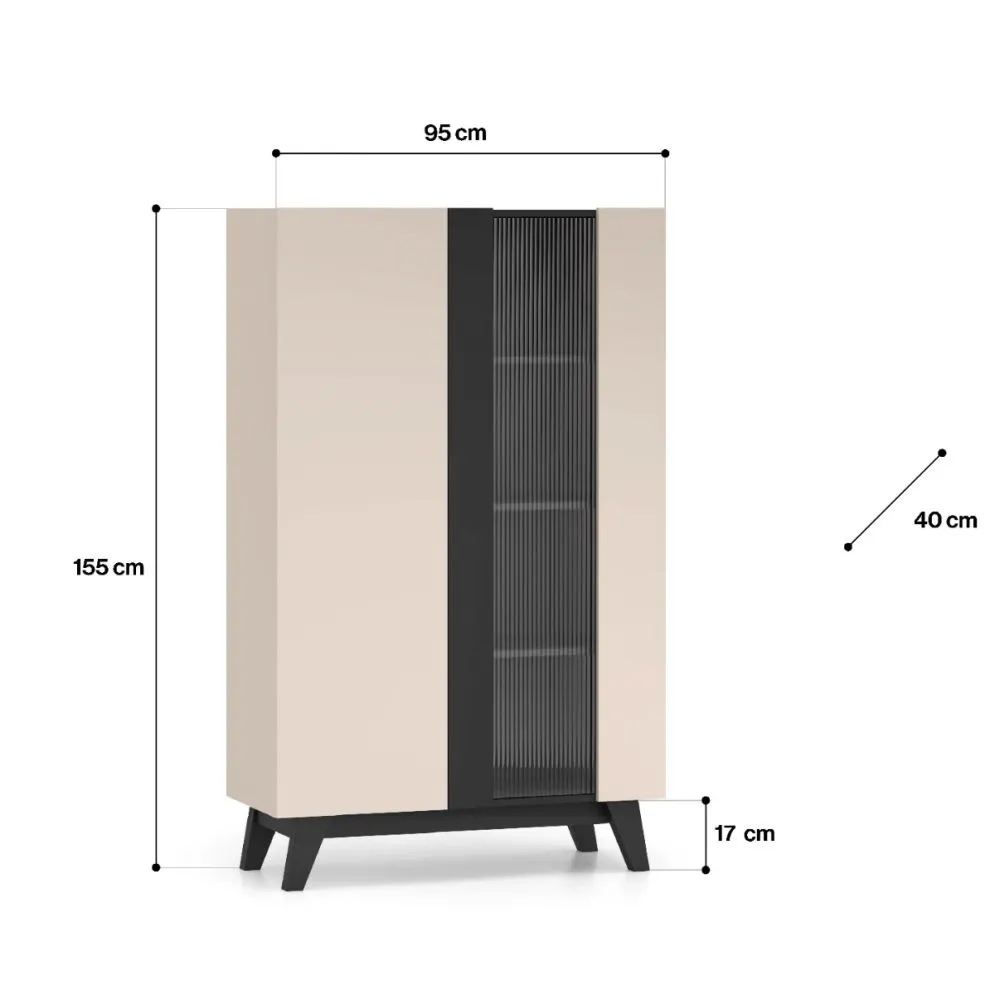 Witryna wysoka FRESHION 02 2D kaszmirowa/czarna I sklep meblowy MIRAT.  kolekcja FRESHION
