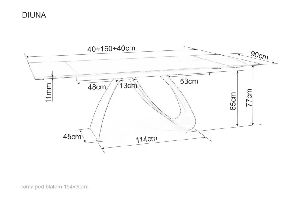 Stół DIUNA CERAMIC 160(240)x90 czarny I sklep meblowy MIRAT. styl LOFT