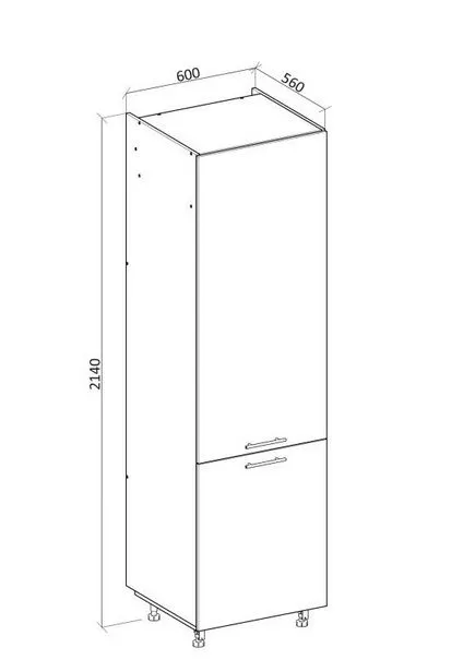 Szafka do zabudowy lodówki 60 VENTO DP-60/214 jasnoszary połysk firmy Halmar | MIRAT.  kolekcja VENTO