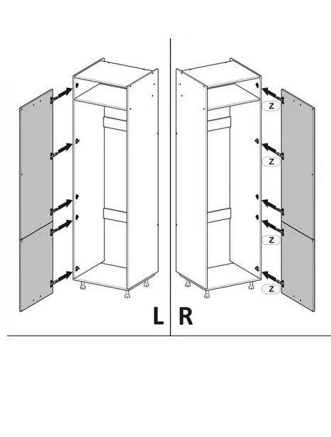 Solidna szafka do zabudowy lodówki 60 VENTO DL-60/214 biały mat I sklep meblowy MIRAT.  kolekcja VENTO