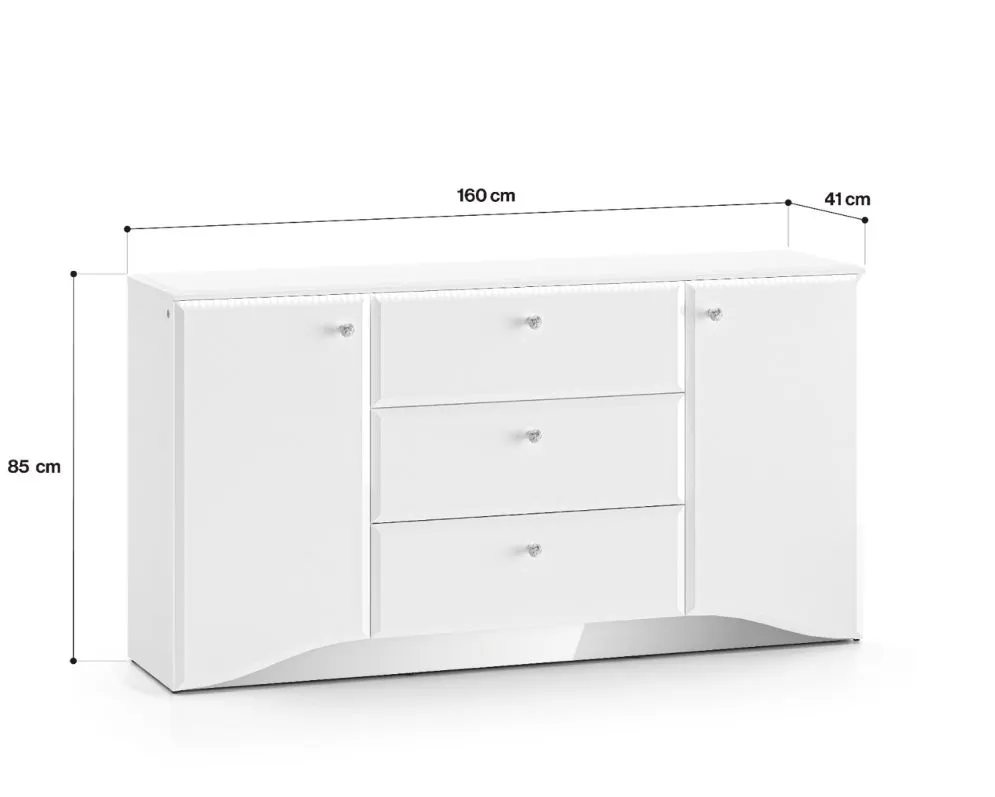 Komoda BLANC 02 2D3S 160 biały połysk I sklep meblowy MIRAT. styl GLAMOUR kolekcja BLANC