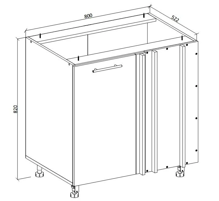 Szafka kuchenna narożna 100(80) VENTO DN-100/82 antracyt z półką | MIRAT. styl LOFT kolekcja VENTO
