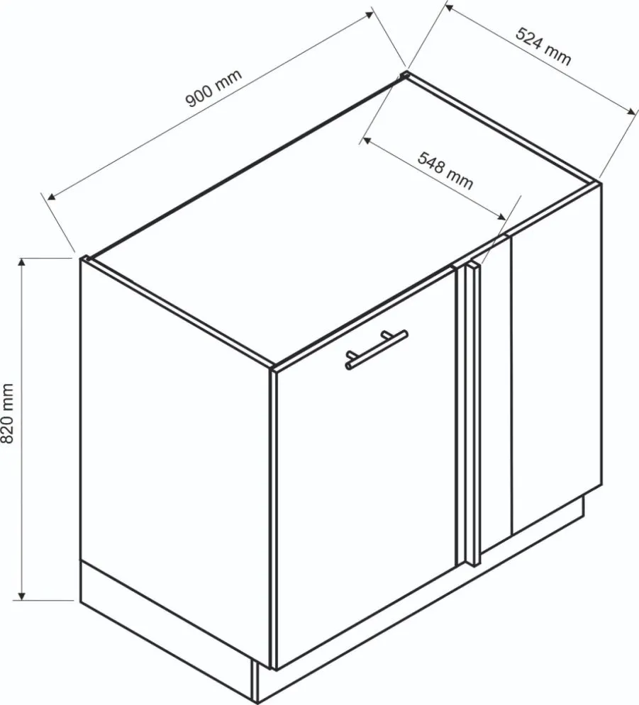 Szafka kuchenna narożna 90 DENIS DNP P/L szara jednodrzwiowa I MIRAT. kolekcja DENIS