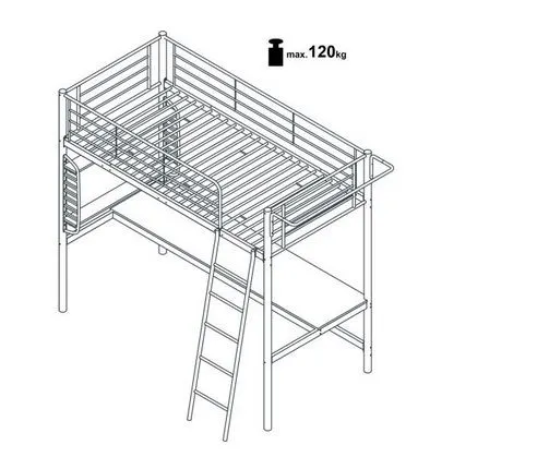 Metalowe łóżko piętrowe DOLCE 90x200 białe z biurkiem I sklep meblowy MIRAT. styl SKANDYNAWSKI