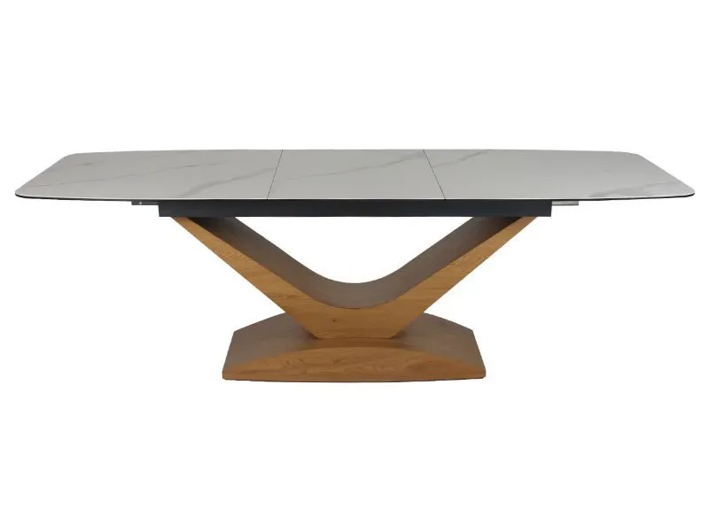 Stół ceramiczny Dolce 180(240)x95 cm biały marmur dąb | MIRAT styl LOFT