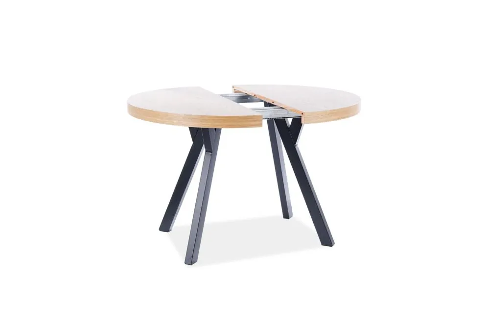 Stół rozkładany DOMINGO dąb/czarny mat okrągły do salonu | MIRAT. w stylu LOFT kolekcja