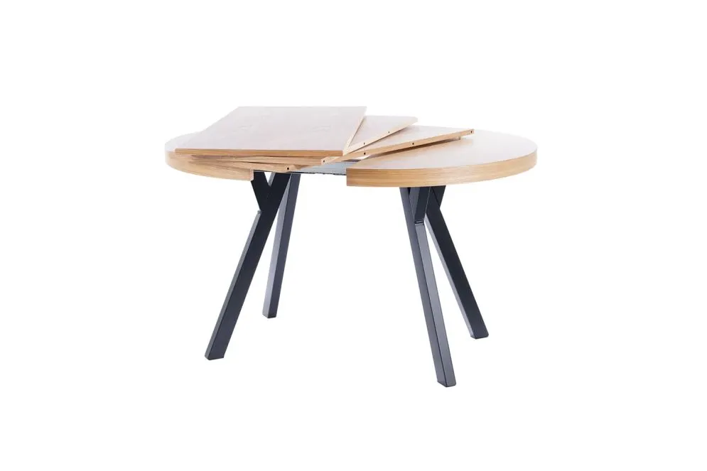 Stół rozkładany DOMINGO dąb/czarny mat okrągły do salonu | MIRAT. w stylu LOFT kolekcja