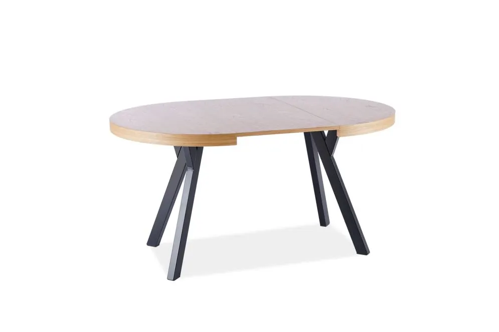 Stół rozkładany DOMINGO dąb/czarny mat okrągły do salonu | MIRAT. w stylu LOFT kolekcja
