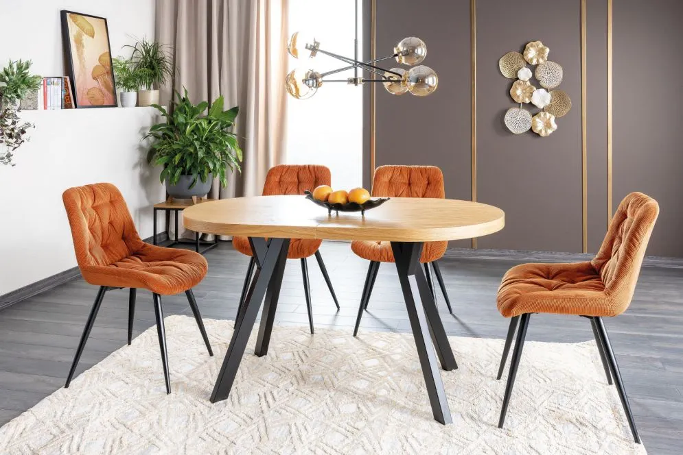 Stół rozkładany DOMINGO II 140(272)x80 dąb/czarny do jadalni | MIRAT. w stylu LOFT kolekcja