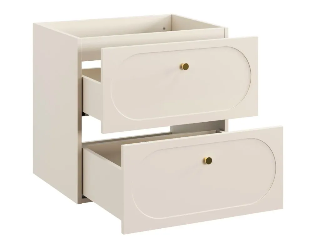 Zestaw szafek łazienkowych DONNA SAND 120cm beż piaskowy z umywalkami nablatowymi WIKI I sklep meblowy MIRAT. styl SKANDYNAWSKI kolekcja DONNA