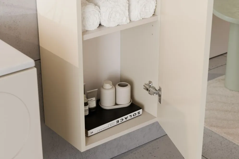 Wysoka szafka łazienkowa DONNA SAND 1D 35 cm beż piaskowy I sklep meblowy MIRAT. styl SKANDYNAWSKI kolekcja DONNA