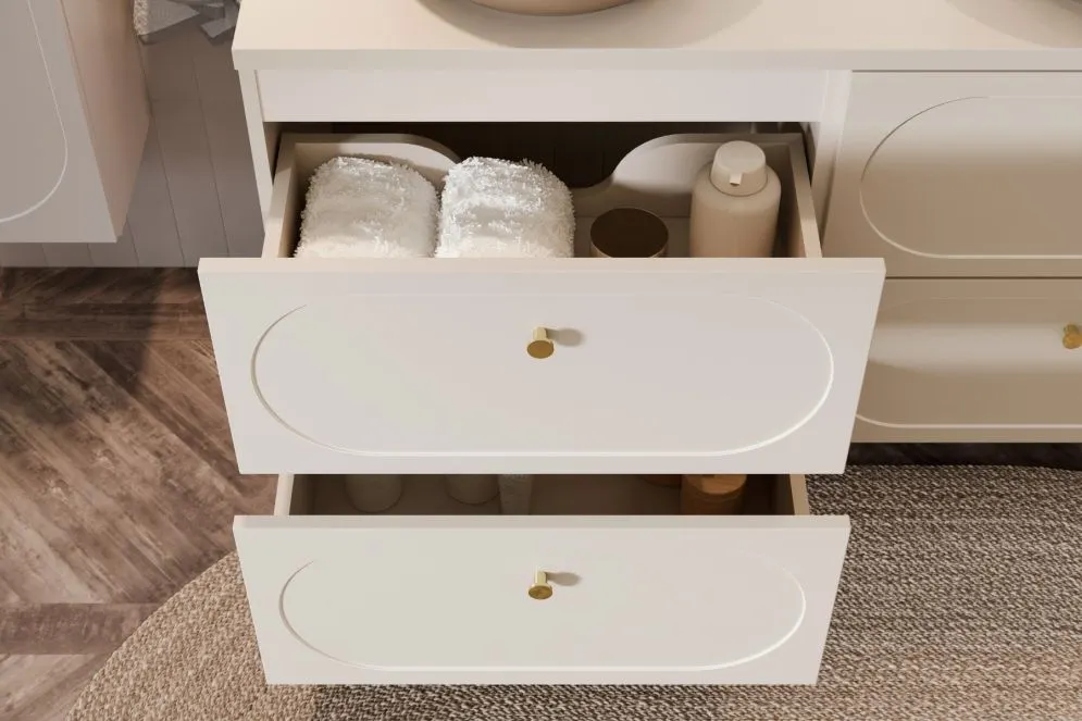 Szafka łazienkowa DONNA SAND 2S 80cm beż piaskowy z umywalką nablatową WIKI I sklep meblowy MIRAT. styl SKANDYNAWSKI kolekcja DONNA